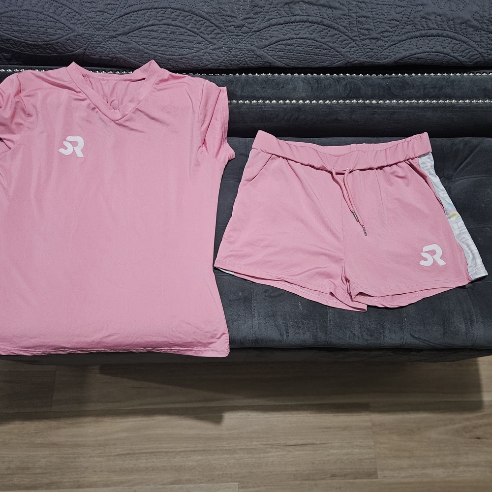 Pink Athletic T-Shirt and Shorts Set